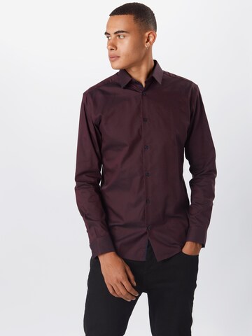 SELECTED HOMME Slim fit Button Up Shirt in Red: front