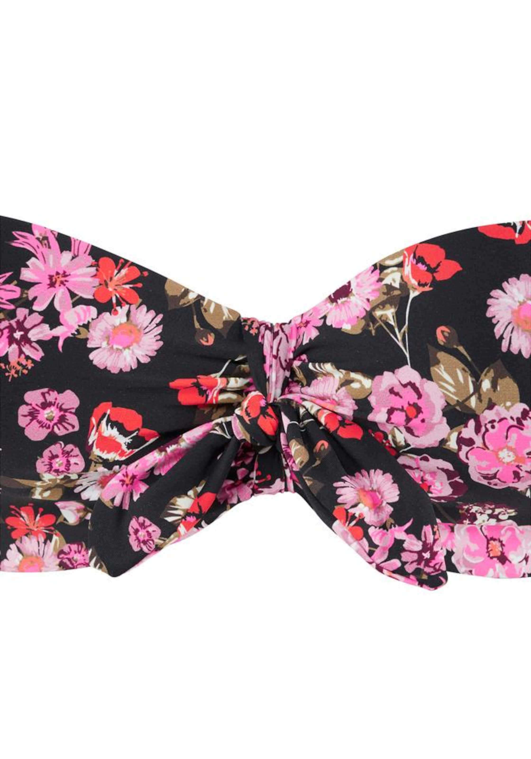 juoda LASCANA Bandeau Bikinio viršutinė dalis &#x27;Blümli&#x27;