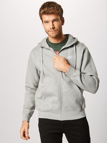 Nike Sportswear Regular fit Zip-Up Hoodie 'Club Fleece' in Grey