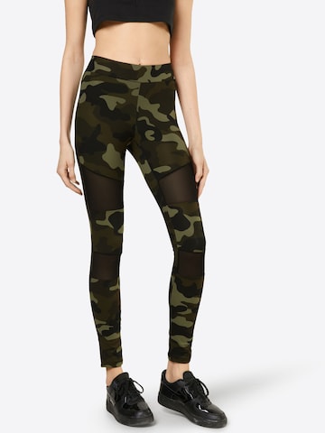 Urban Classics Skinny Leggings - zöld: elől