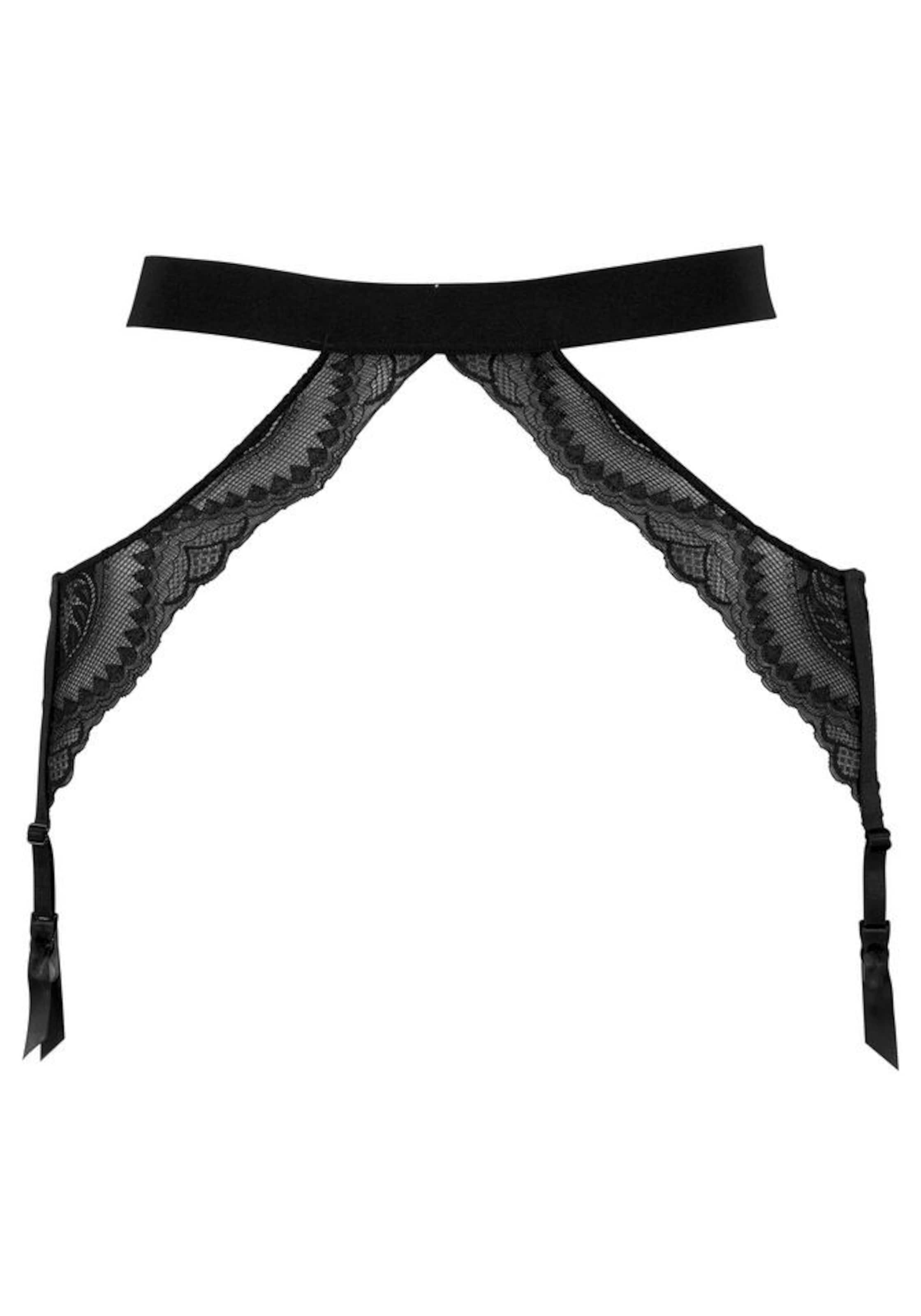 PETITE FLEUR GOLD Garter Belt in Black: front