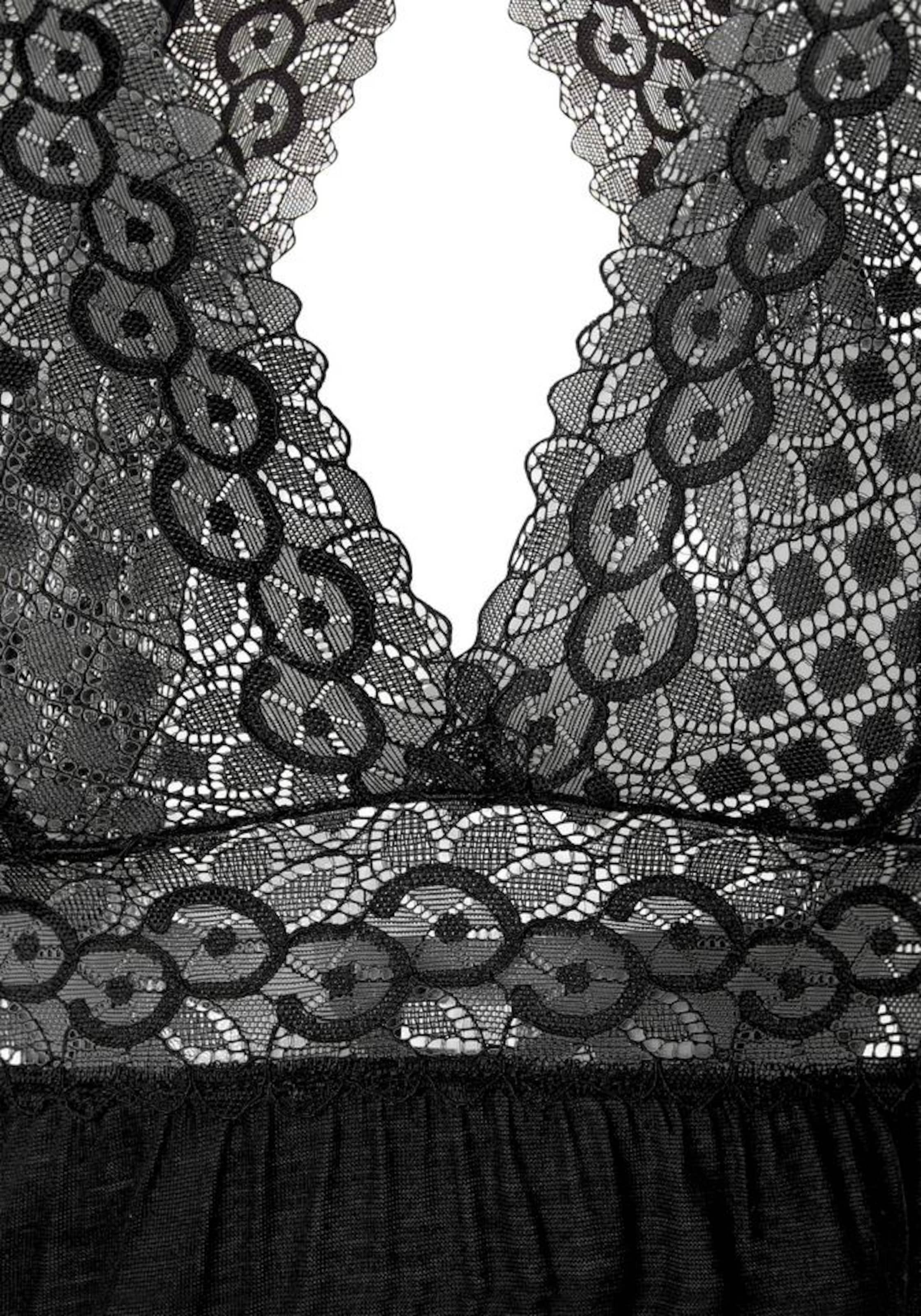 melns LASCANA Pidžama ar šortiem