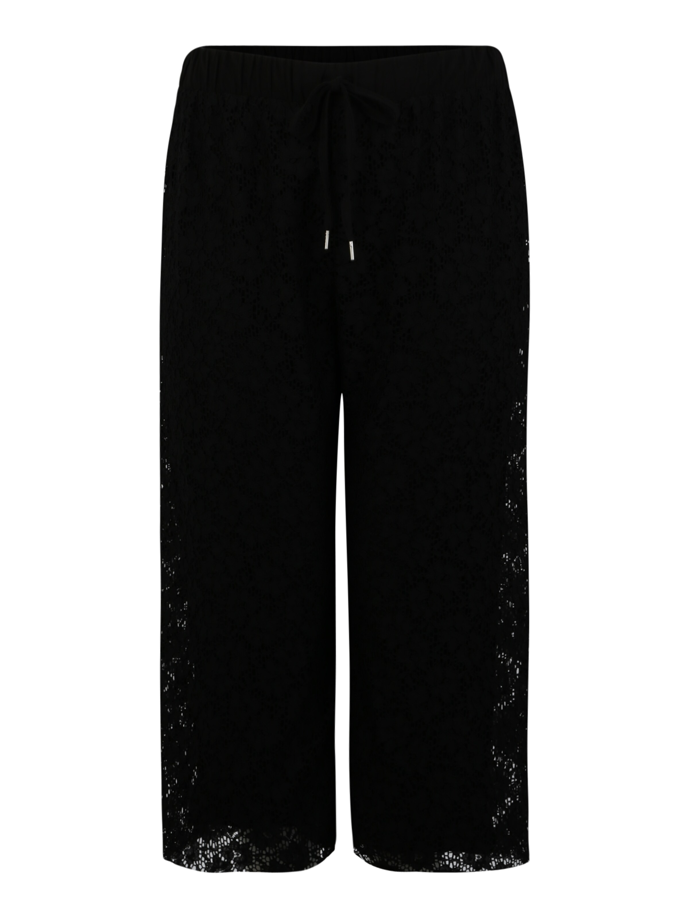 Urban Classics Curvy - Broek 'Ladies Laces Culotte' in de kleur Zwart