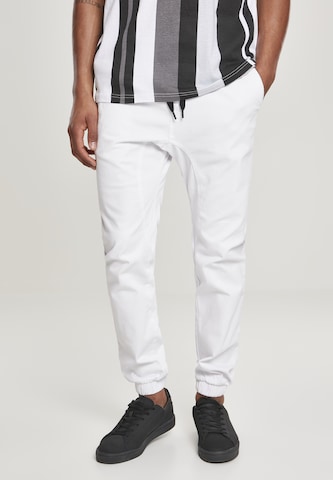 SOUTHPOLE Tapered Trousers in White: front