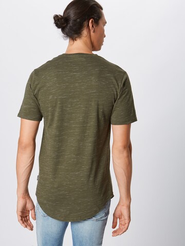 T-Shirt 'onsMATTY MELANGE LONGY TEE' Only & Sons en vert : derrière