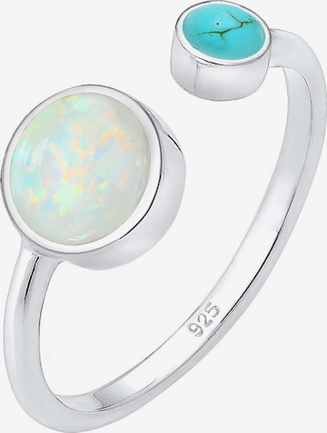 ELLI Ring 'Opal' in Zilver: voorkant