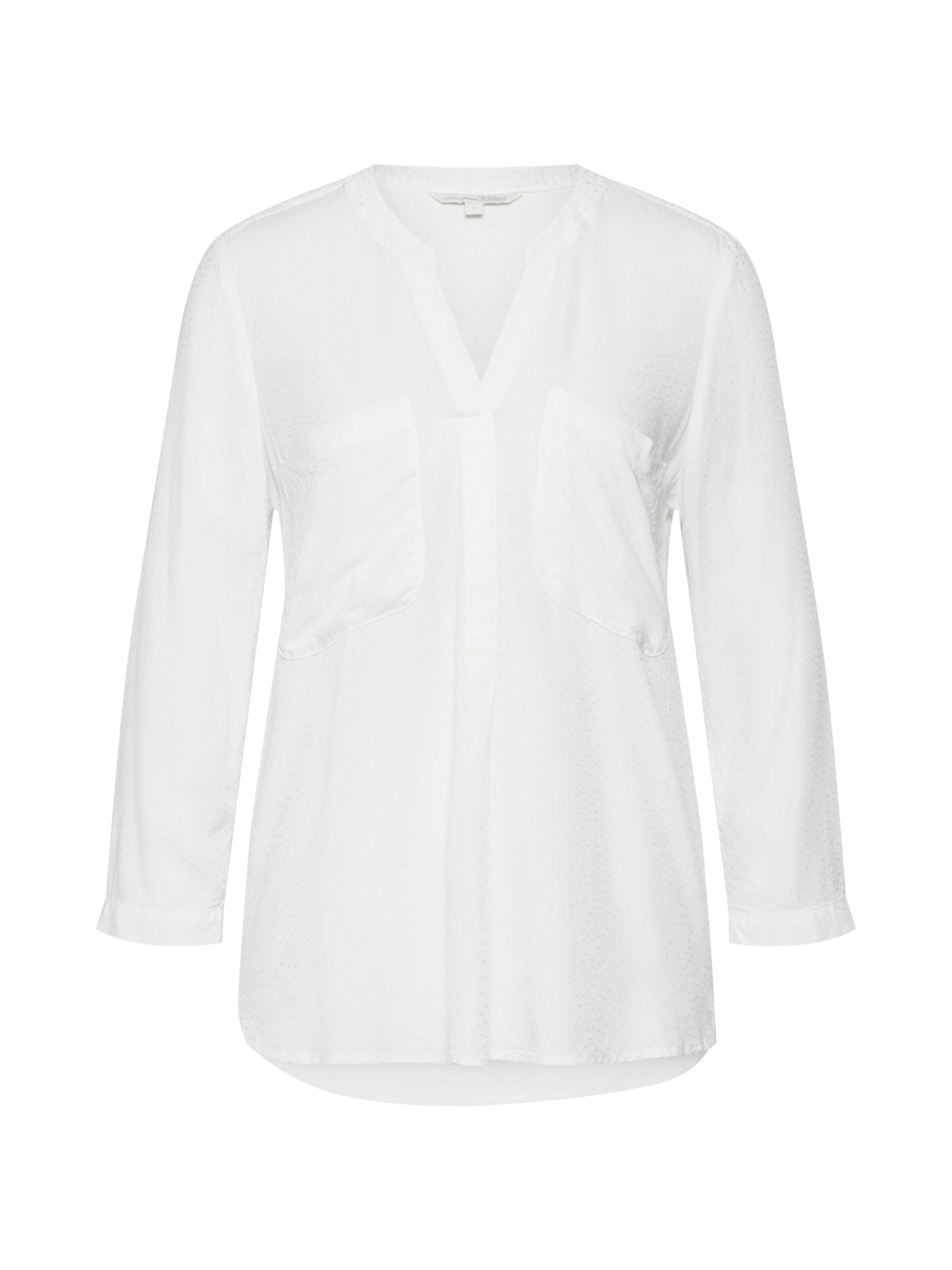 TOM TAILOR DENIM - Blouse 'solid henley tunic' in de kleur Wit