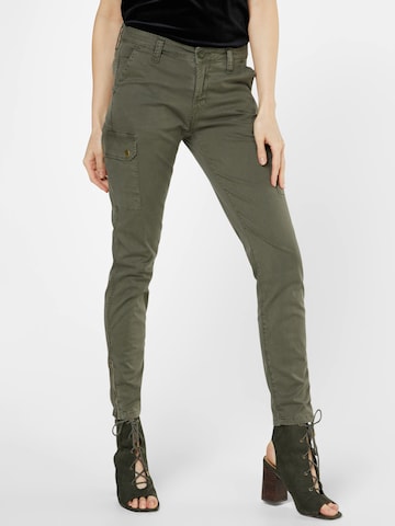 Le Temps Des Cerises Slimfit Cargobroek 'Army' in Groen: voorkant