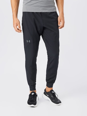 UNDER ARMOUR Regular Workout Pants 'Unstoppable' in Black: front