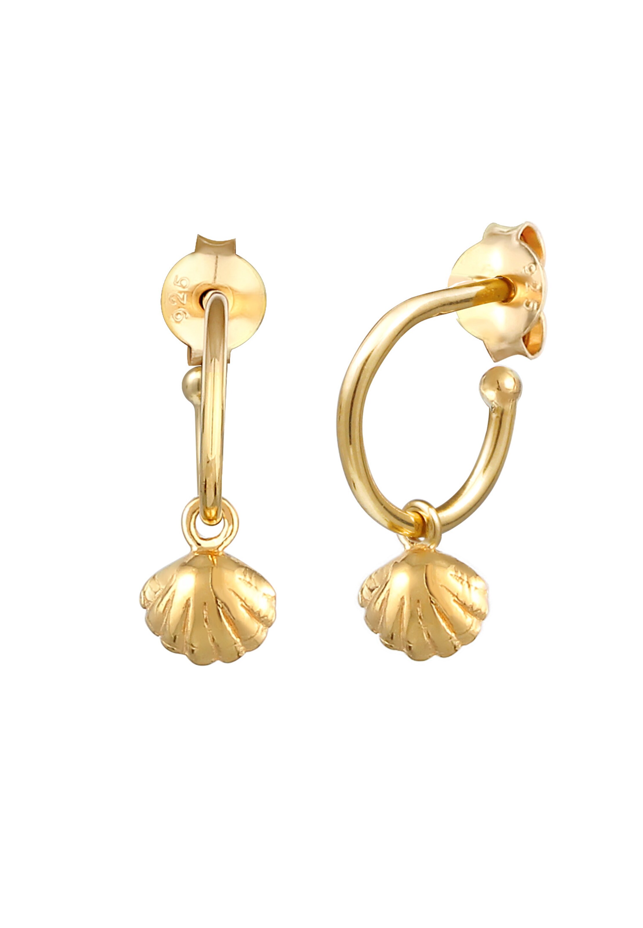 ELLI Ohrringe Creole, Muschel in Gold: Vorderseite