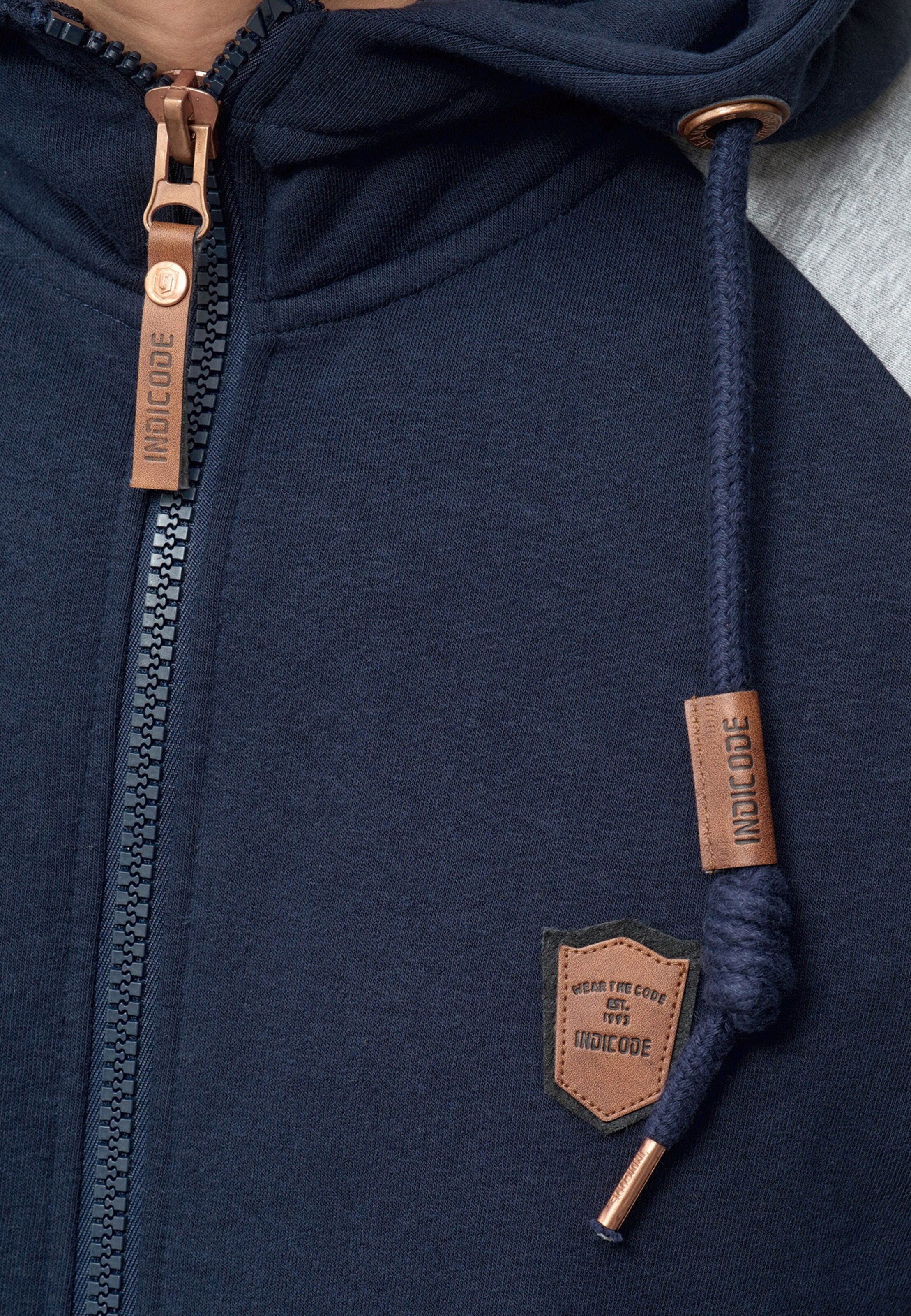 INDICODE JEANS Sweatjacke 'Arbutus' in Blau