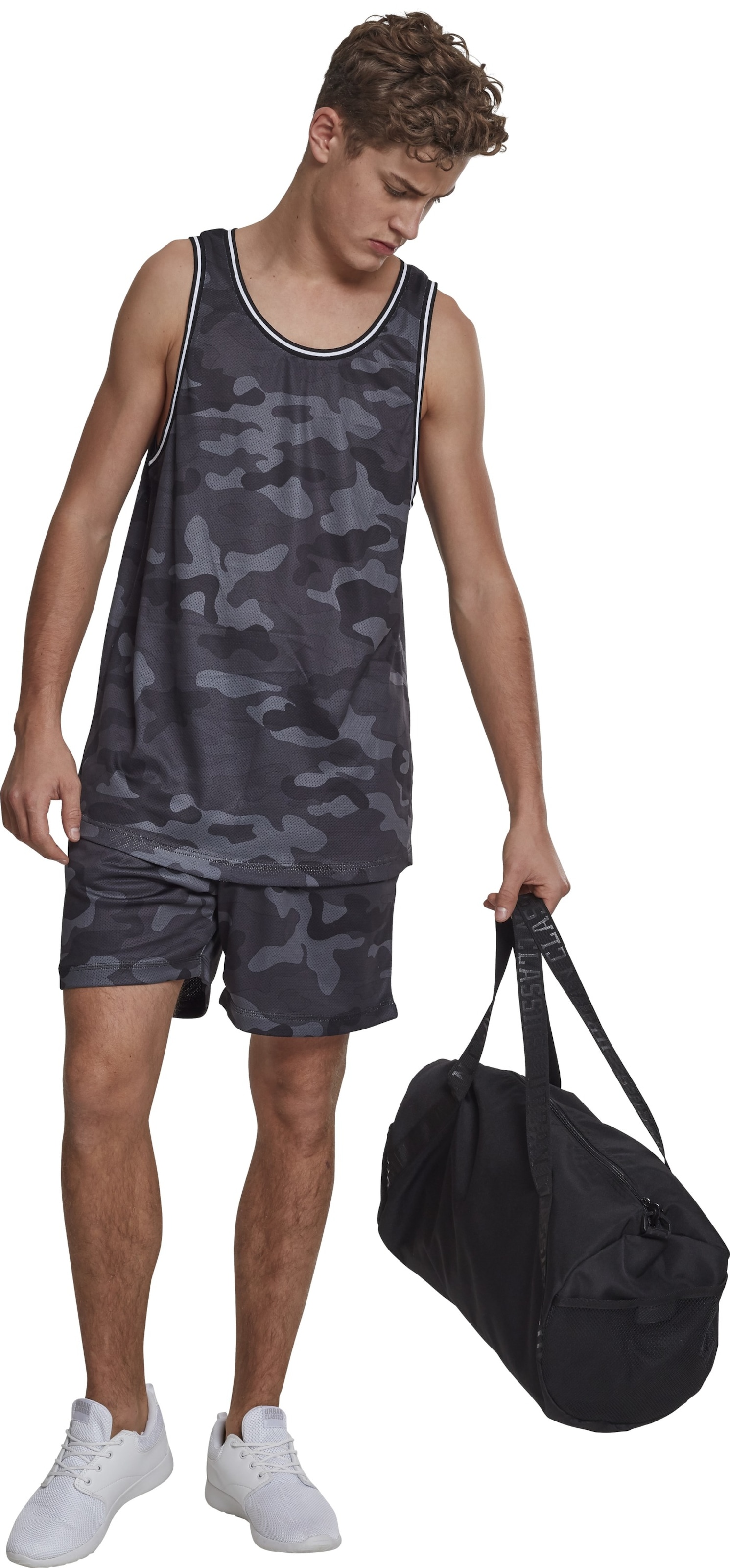 Urban Classics Tričko 'Camo Mesh' - Sivá