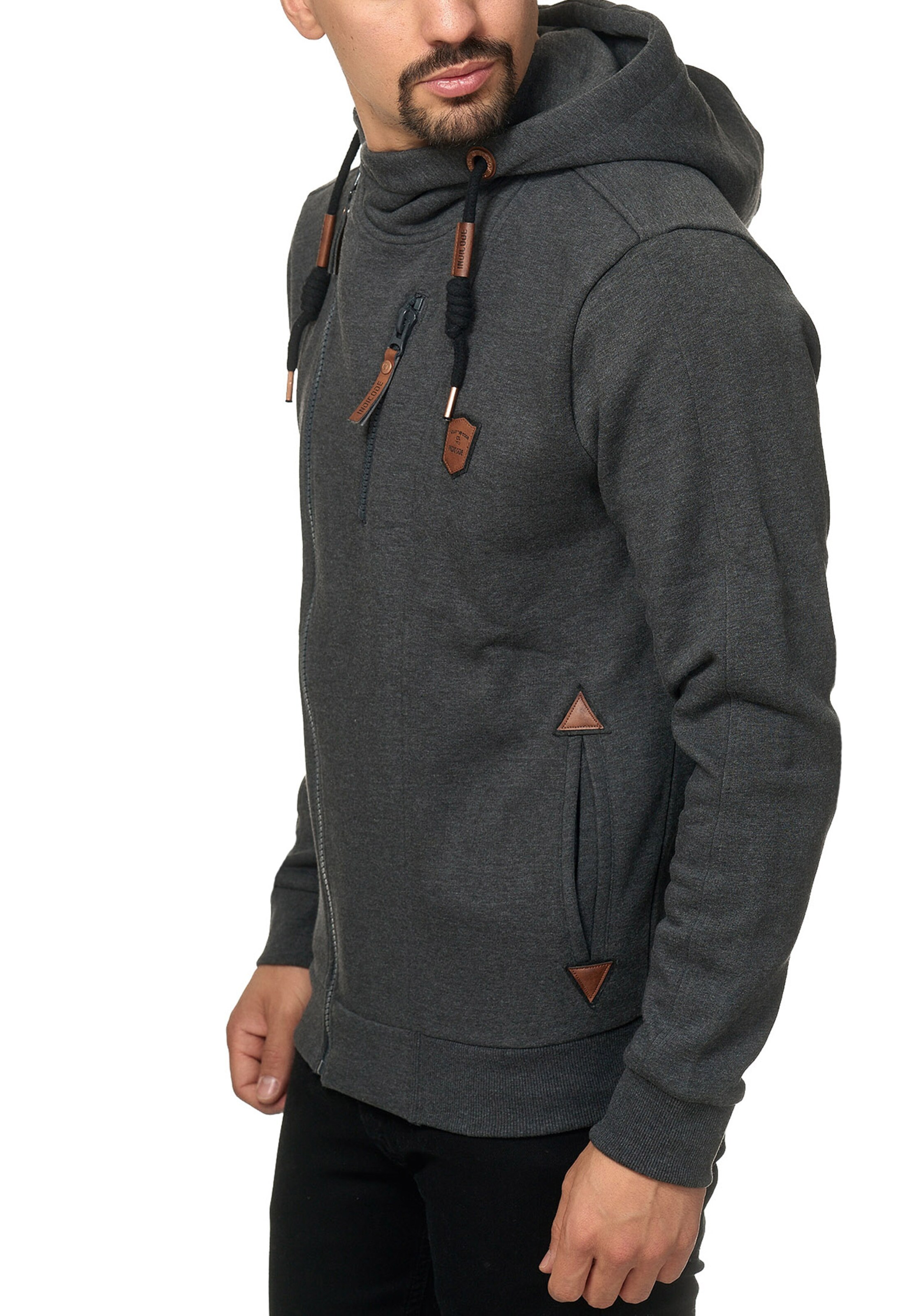 INDICODE JEANS Sweatvest 'Elm' in Grijs