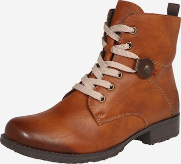 Rieker Lace-Up Ankle Boots in Brown: front