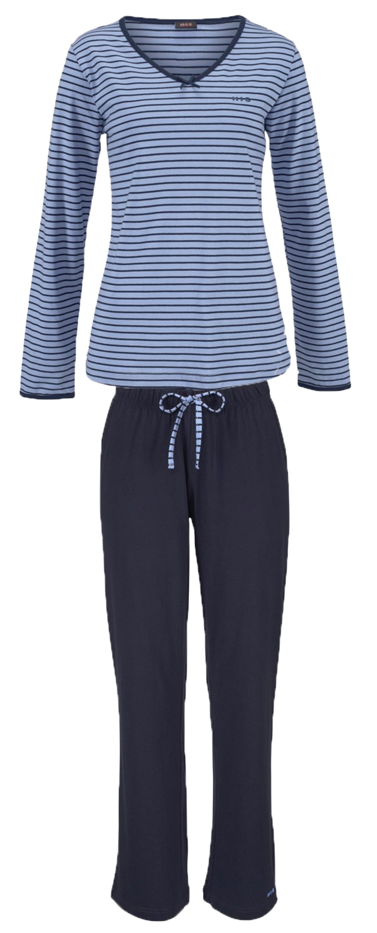 H.I.S - Langer Pyjama im trendigen Streifendesign in blau