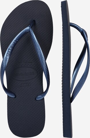 Tongs 'Slim' HAVAIANAS en bleu : sur le côté