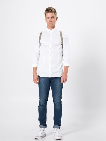 JACK & JONES Super Slim Fit Button Up Shirt 'Parma' in White