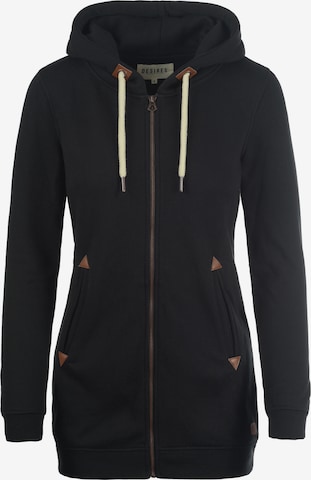 DESIRES Zip-Up Hoodie 'Vicky Straight-Zip' in Black: front