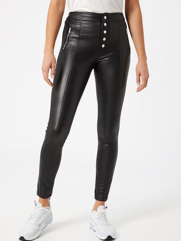 Skinny Pantalon 'ONLSIGGA BUTTON PU PANT PNT' ONLY en noir : devant