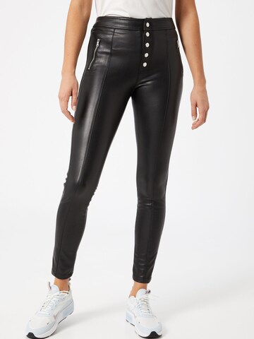 ONLY Skinny Spodnie 'ONLSIGGA BUTTON PU PANT PNT' w kolorze czarny: przód