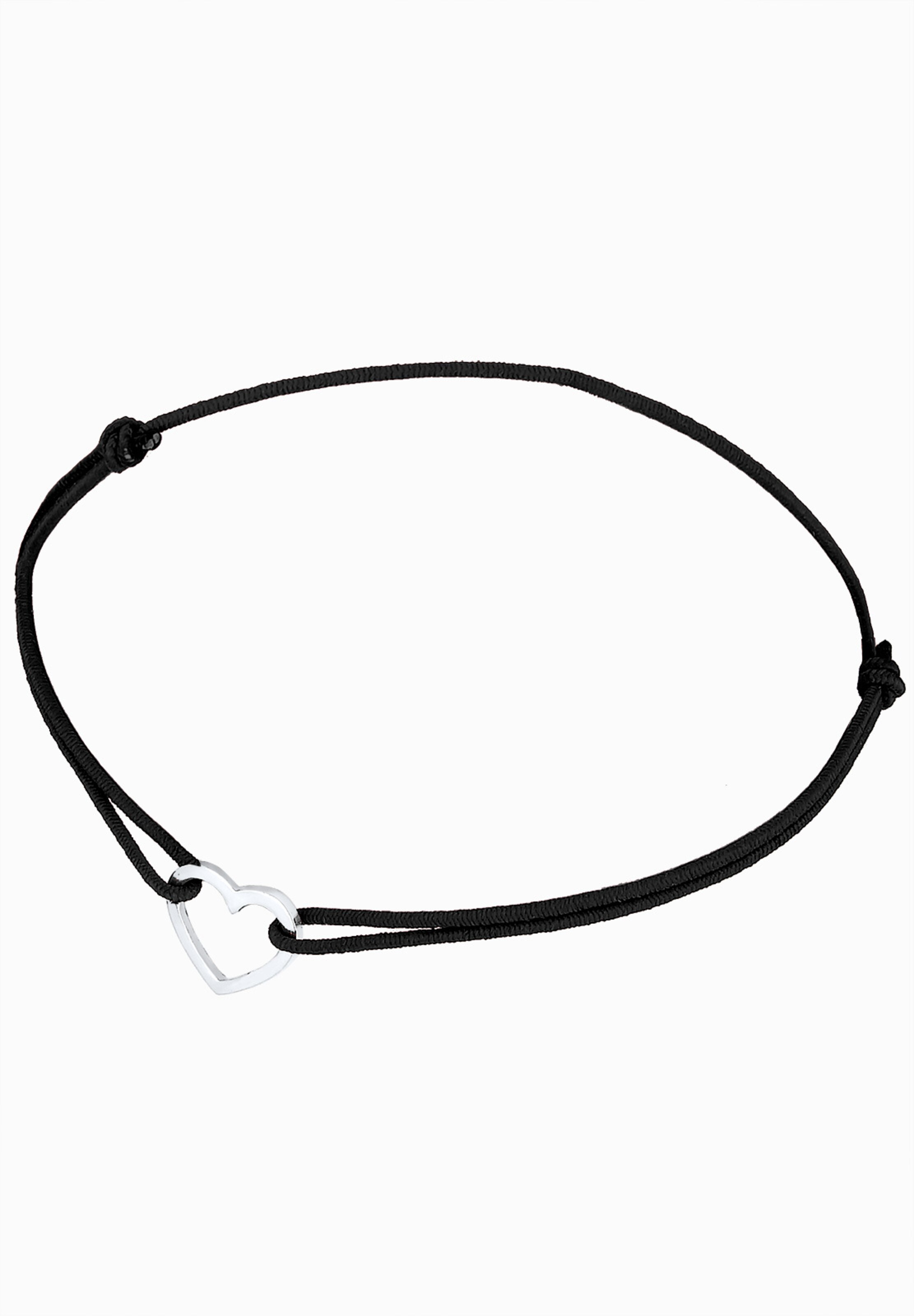 ELLI Armband Herz, Textil-Armband in Schwarz