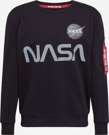 ALPHA INDUSTRIESSweater majica 'Nasa Reflective' - crna boja: prednji dio