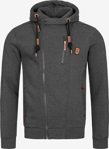 INDICODE JEANS Zip-Up Hoodie 'Elm' in Grey: front