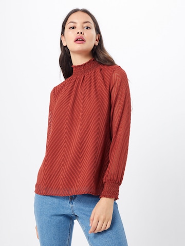 ONLY Blouse 'ONLNEW KAYLA L/S TOP WVN' in Rood: voorkant