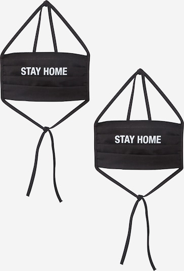 Mister Tee Stoffmaske 'Stay Home' in schwarz / weiß, Produktansicht