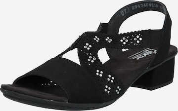 Sandale de la Rieker pe negru: față