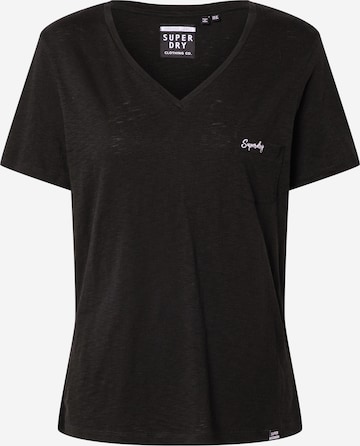 T-shirt 'OL ESSENTIAL VEE TEE' Superdry en noir : devant