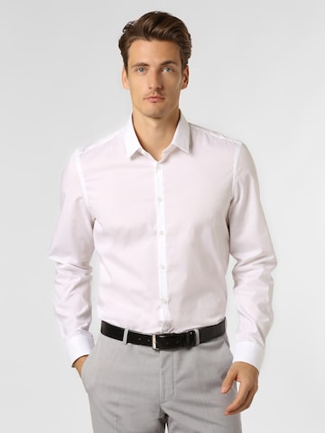 Coupe slim Chemise business Finshley & Harding London en blanc : devant