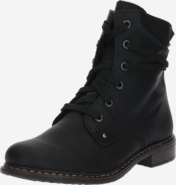 Rieker Lace-Up Ankle Boots in Black: front