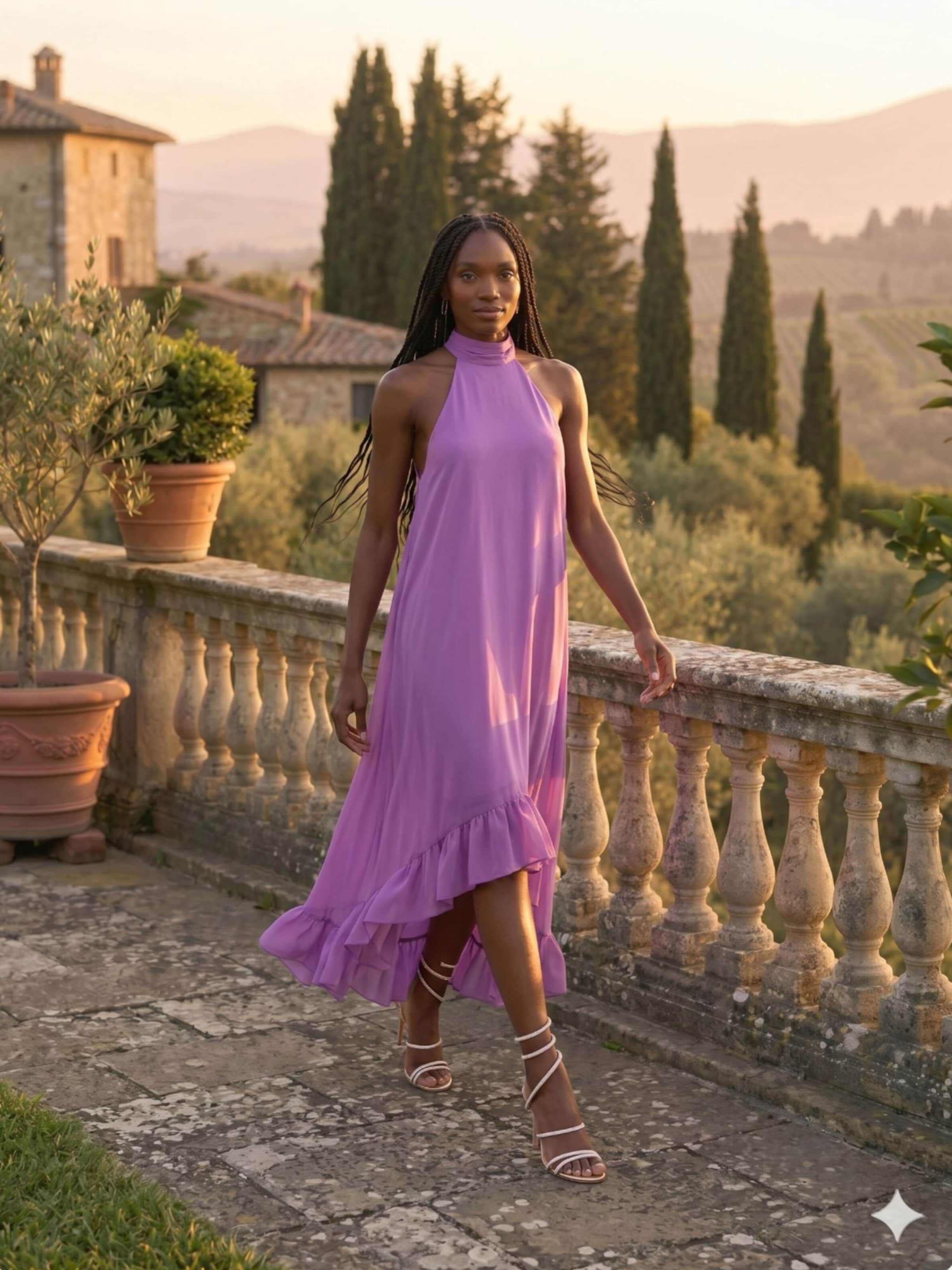 Tracy - Purple Neckholder Dress Guest Look