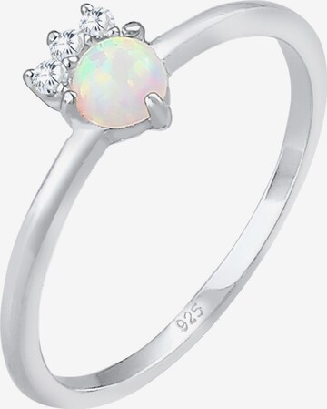 ELLI Ring 'Opal' in Zilver: voorkant