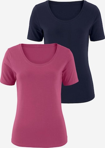 VIVANCE T-Shirts (2 Stück) aus Baumwoll-Stretch in Blau: predná strana