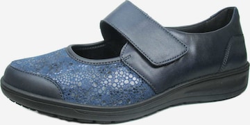 SOLIDUS Ballet Flats with Strap in Blue: front