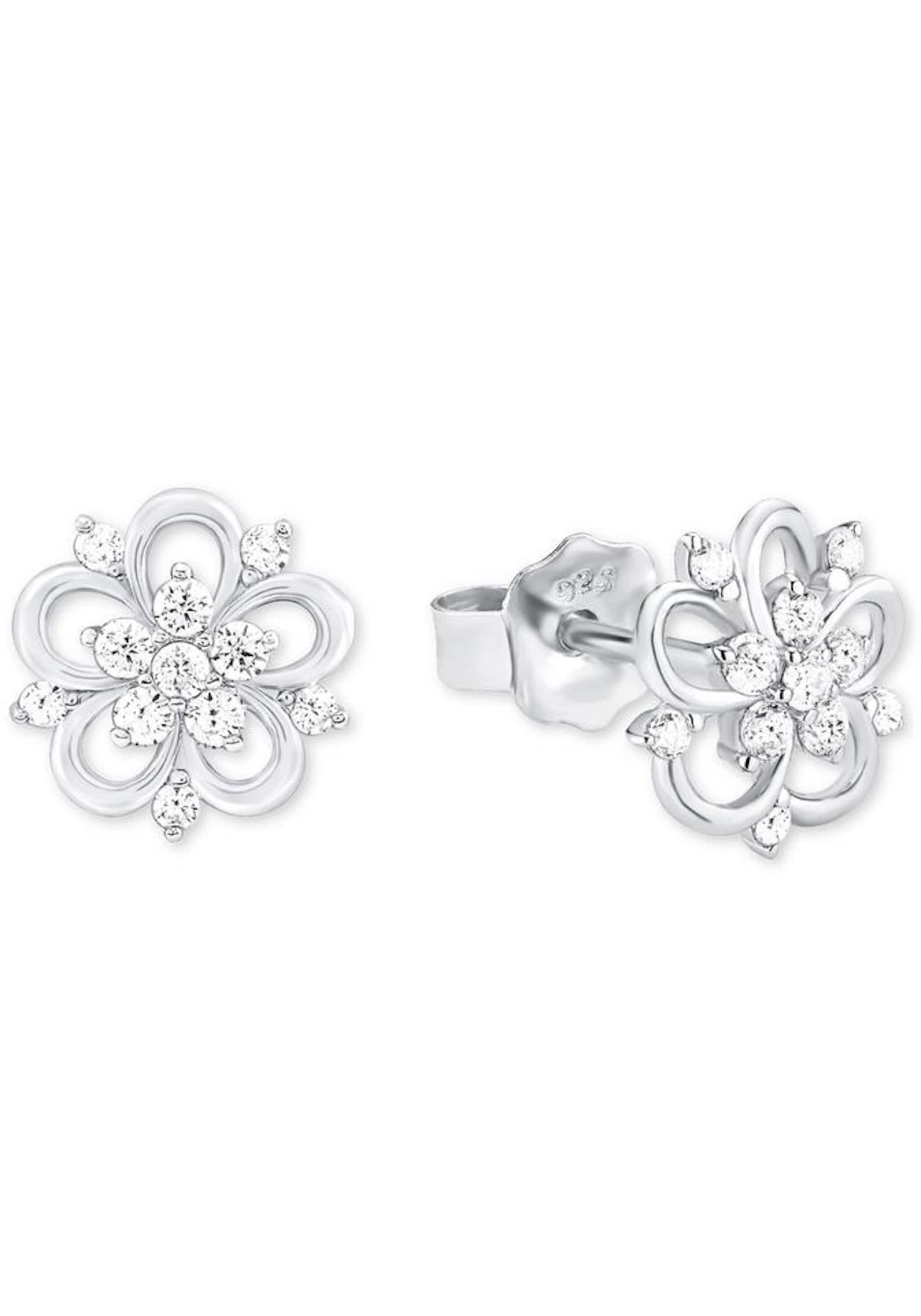 AMOR Paar Ohrstecker 'Blume' in Silber: Vorderseite
