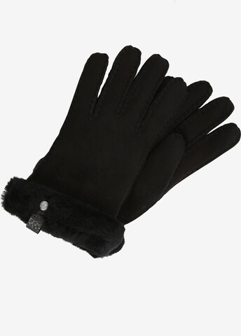 UGG Vingerhandschoenen 'Shorty Glove with leather trim' in Zwart: voorkant