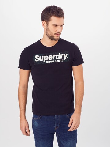 juoda Superdry Standartinis modelis Marškinėliai: priekis