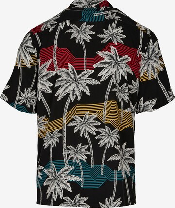 Urban Classics Regular Fit Hemd 'Palm Tree Resort' in Schwarz