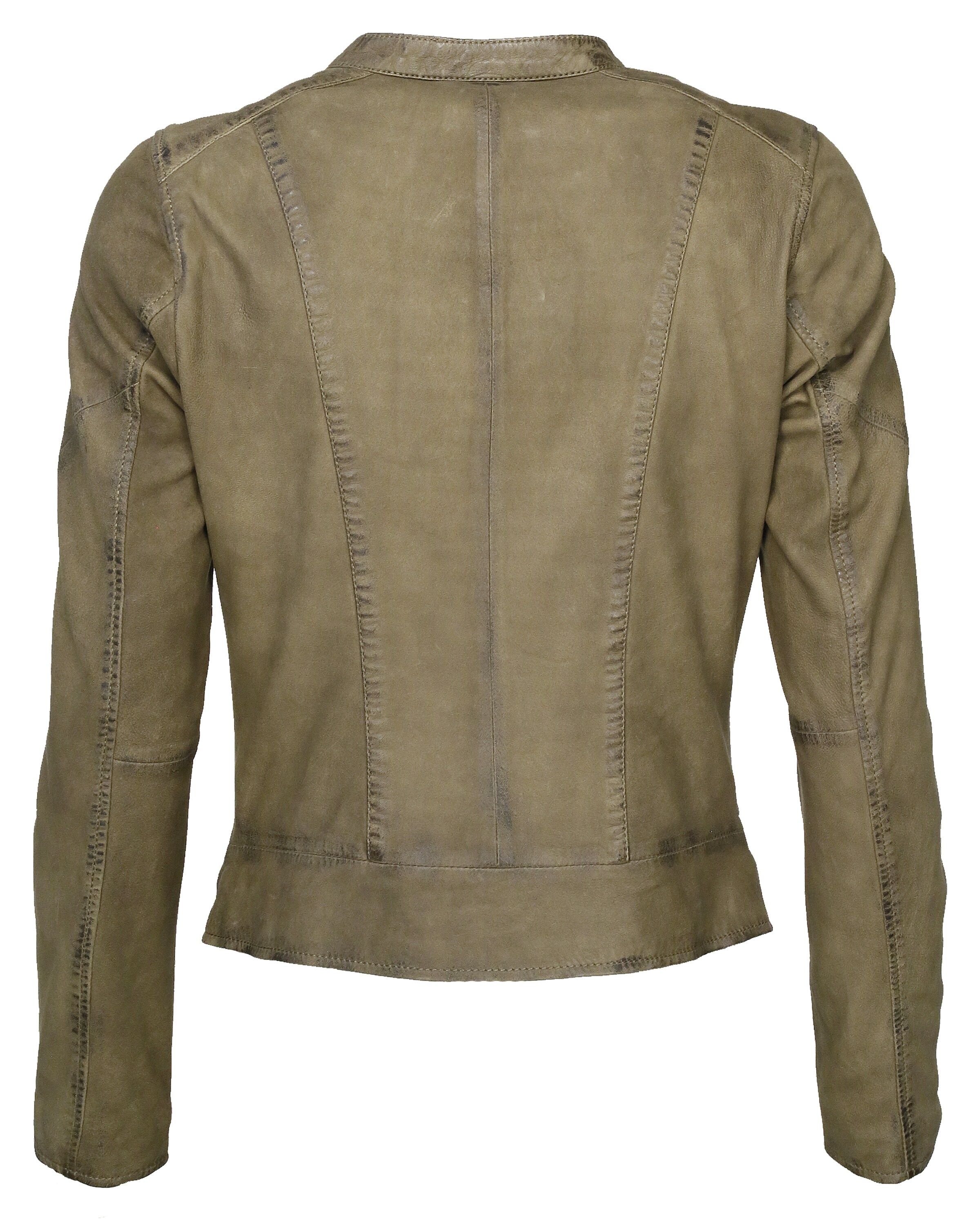 Maze Lederjacke mit Rundhalskragen ' Avoca ' in Grün