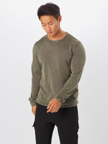 Coupe regular Pull-over 'Leo' JACK & JONES en vert : devant