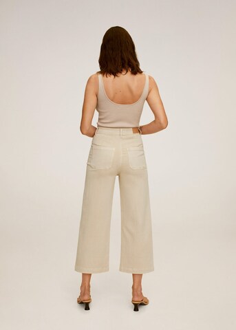 MANGO Wide leg Jeans 'Carlota' in Beige