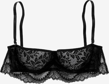 PETITE FLEUR GOLD Balconette Bra in Black: front