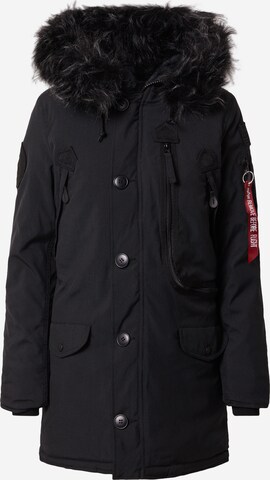 ALPHA INDUSTRIES Winterparka 'Polar' in Zwart: voorkant