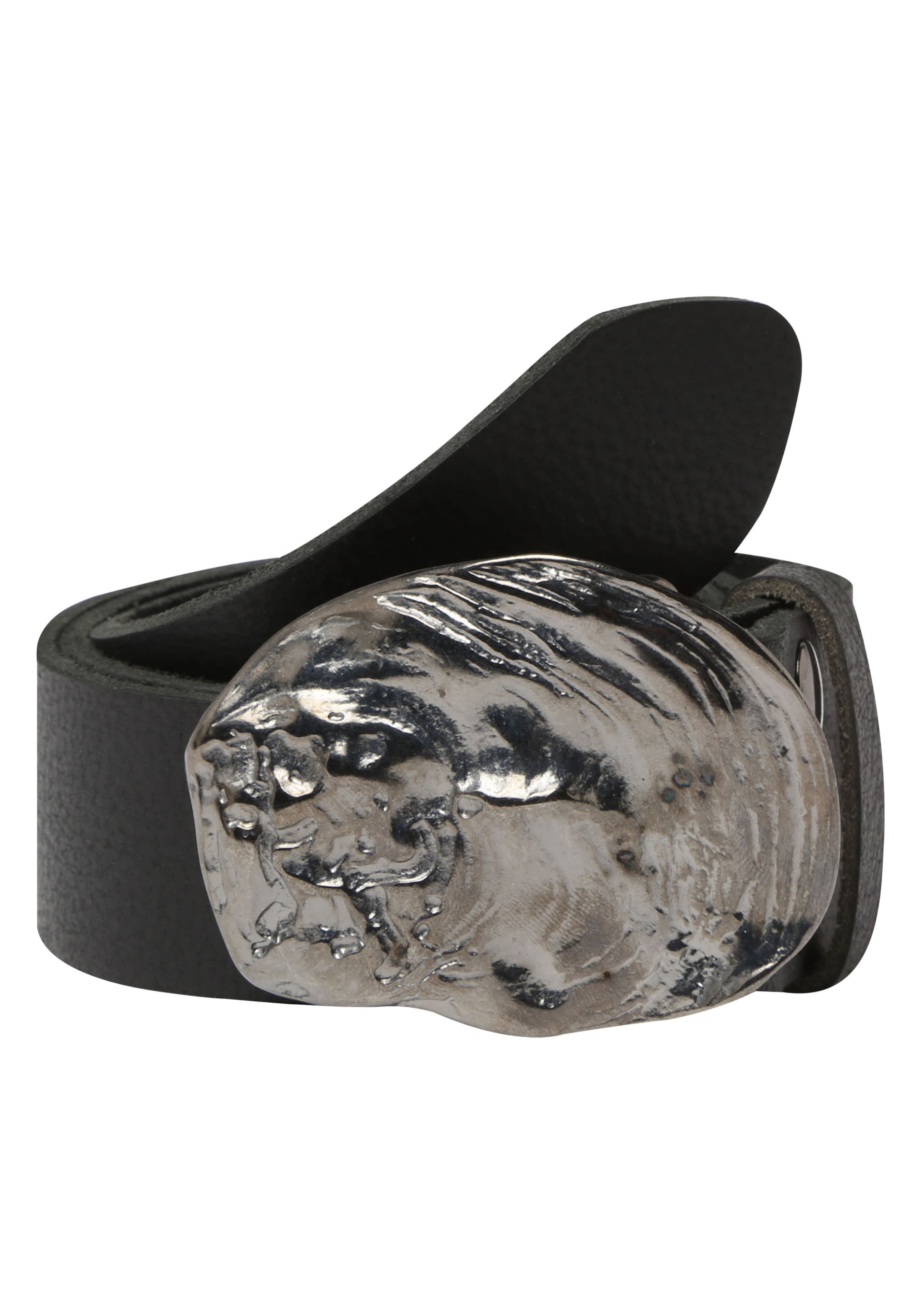 RETTUNGSRING by showroom 019° Gürtel 'Austernmuschel' in Schwarz: Vorderseite