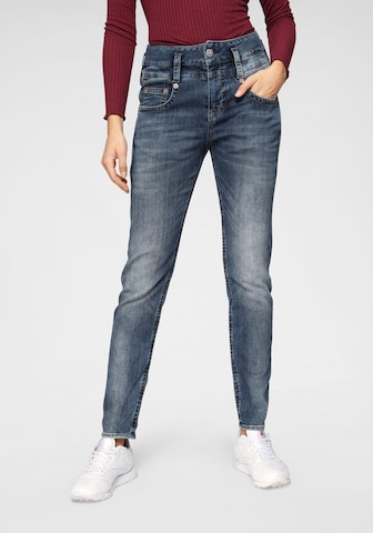 Coupe slim Jean 'PITCH MOM' Herrlicher en bleu : devant