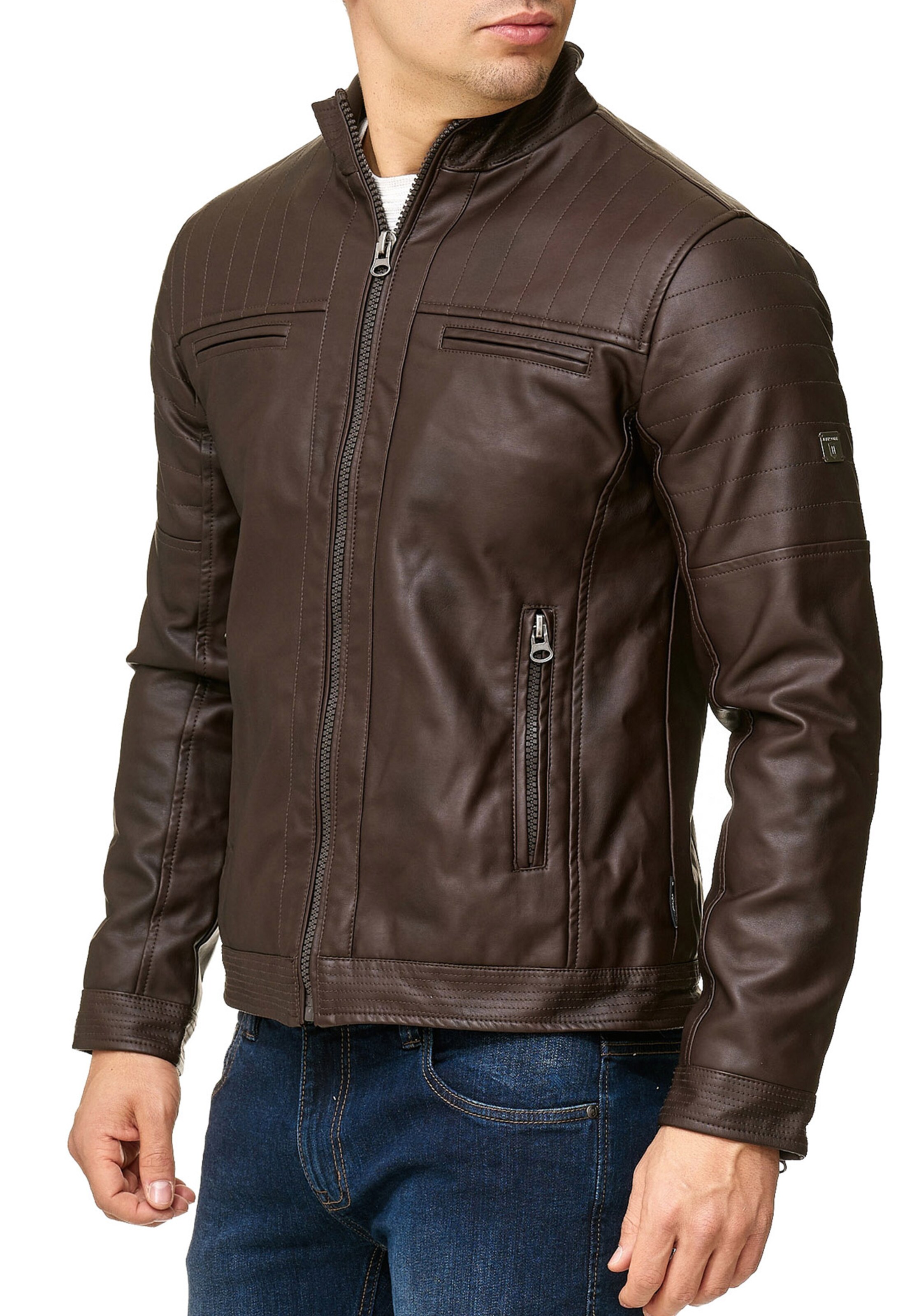 INDICODE JEANS Tussenjas 'Brook' in Bruin: voorkant