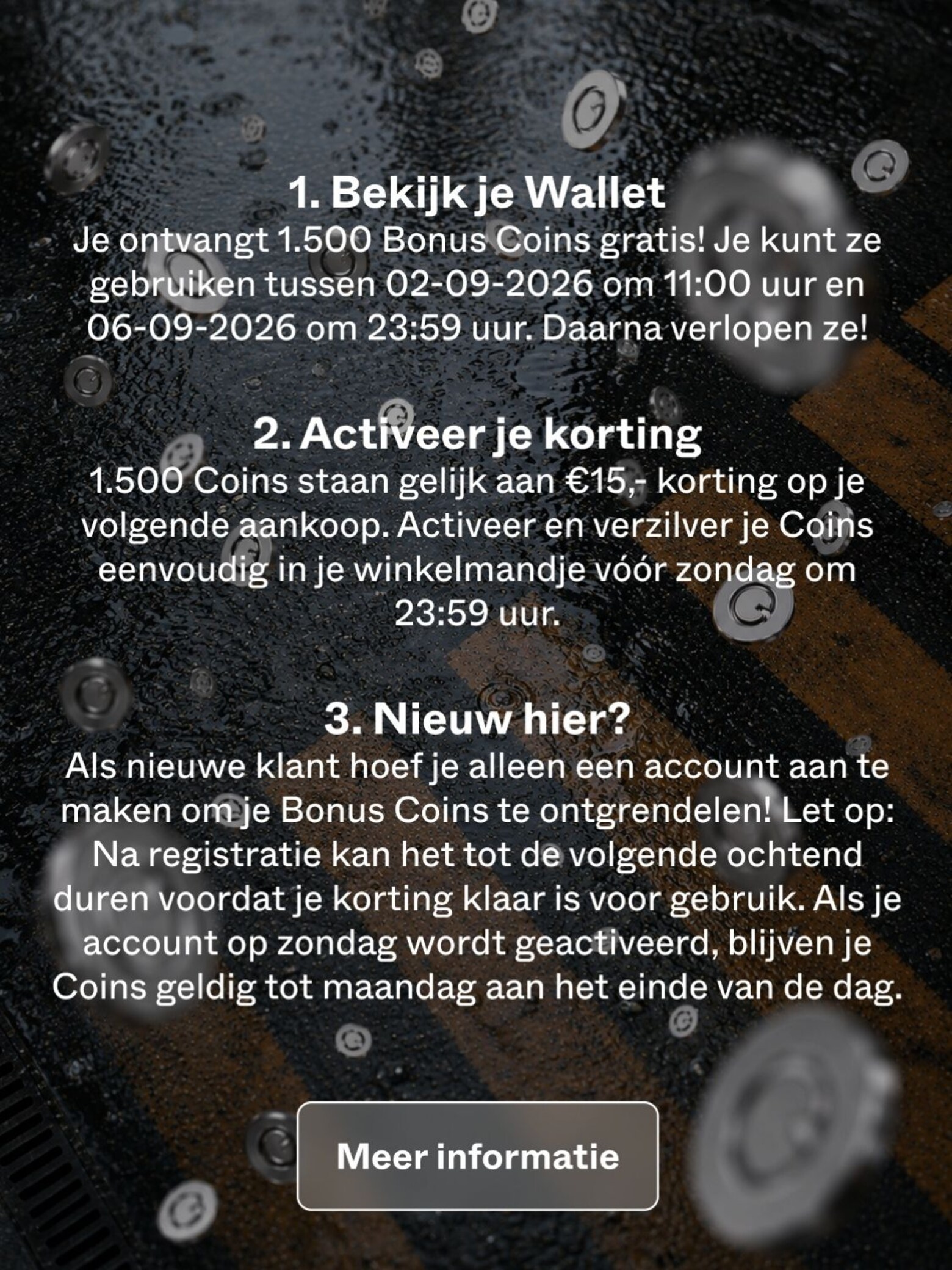 We hebben je Wallet gevuld met 1.500 gratis Coins Laat het Coins regenen
